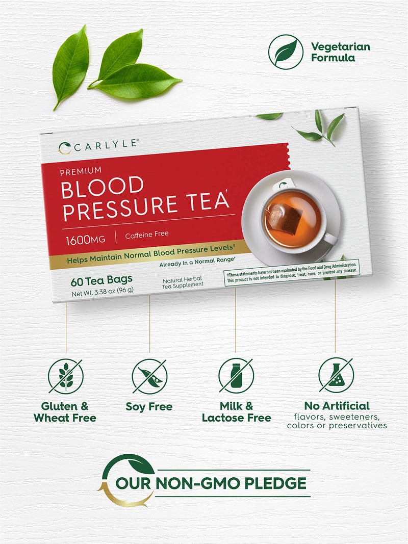 Carlyle Blood Pressure Tea Bags | 60 Count | with Hibiscus Flower | Vegetarian, Non-GMO & Gluten Free, Herbal Tea Supplement - Image 4